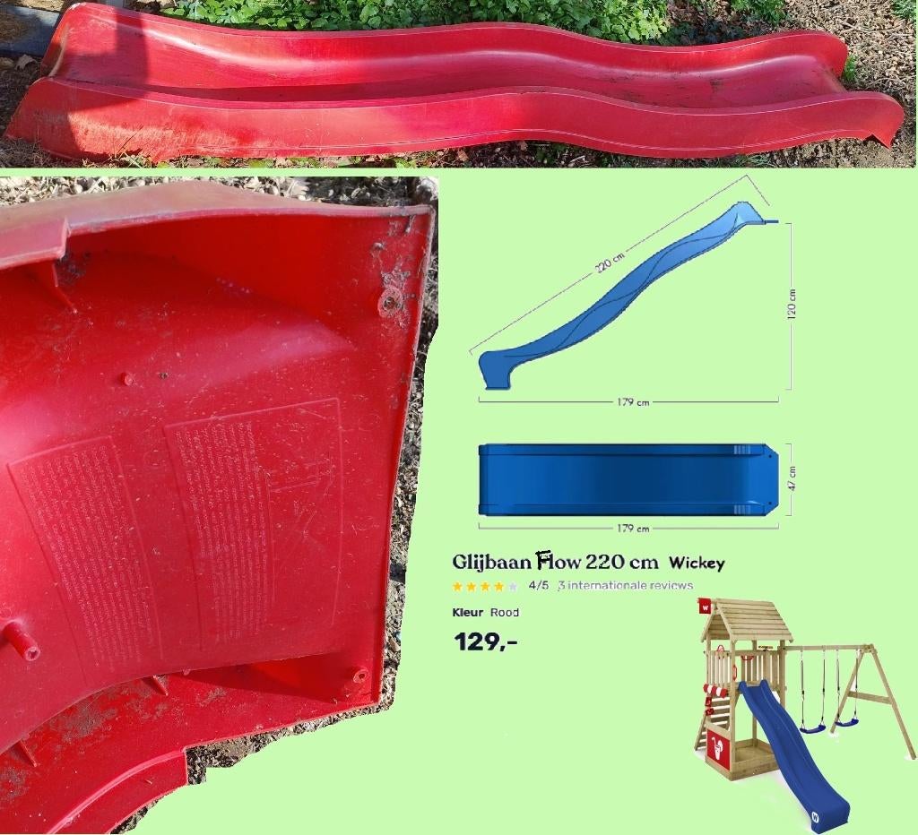 Wickey Glijbaan Rood 220 cm, Ophalen, Gebruikt, Glijbaan