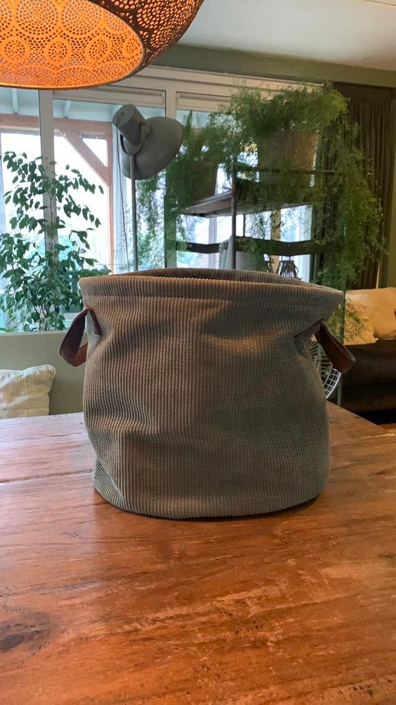 Mand met plastic binnenkant, Huis en Inrichting, Woonaccessoires | Schalen en Manden, Ophalen, Zo goed als nieuw, Rond, Riet