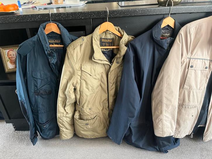 4 originele tussenjassen: Woolrich, Prada, Peuterey, Vespa, Kleding | Heren, Jassen | Zomer, Gedragen, Overige maten, Blauw, Ophalen of Verzenden