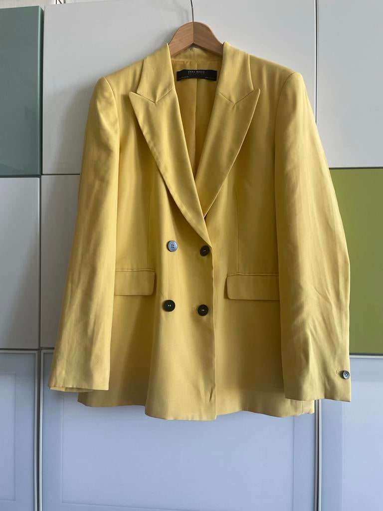 Zara blazerpak geel in maat L, Kostuum of Pak, Geel, Maat 42/44 (L), Nieuw