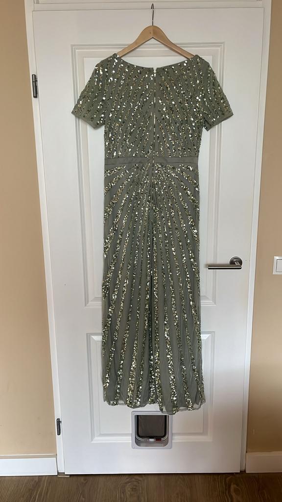 Maya de Luxe GalaJurk - Zo goed als nieuw - Maat EU40, Kleding | Dames, Jurken, Zo goed als nieuw, Maat 38/40 (M), Groen, Onder de knie