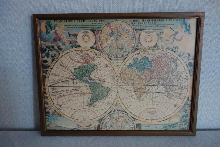 Schilderij met een wereldbol kaart globe, Huis en Inrichting, Woonaccessoires | Wanddecoraties, Zo goed als nieuw, Ophalen of Verzenden