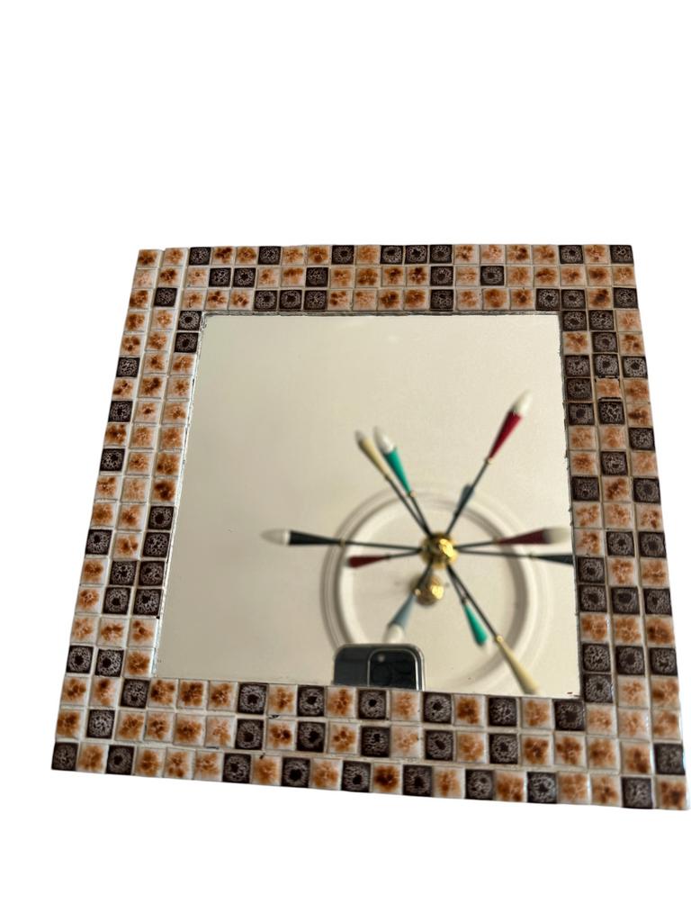 Vintage mozaiek spiegel, Ophalen, Minder dan 50 cm, Gebruikt, Vierkant