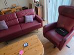 Prominent sta-op stoel en bank in nieuwstaat, Huis en Inrichting, Fauteuils, Ophalen of Verzenden, Zo goed als nieuw, Leer