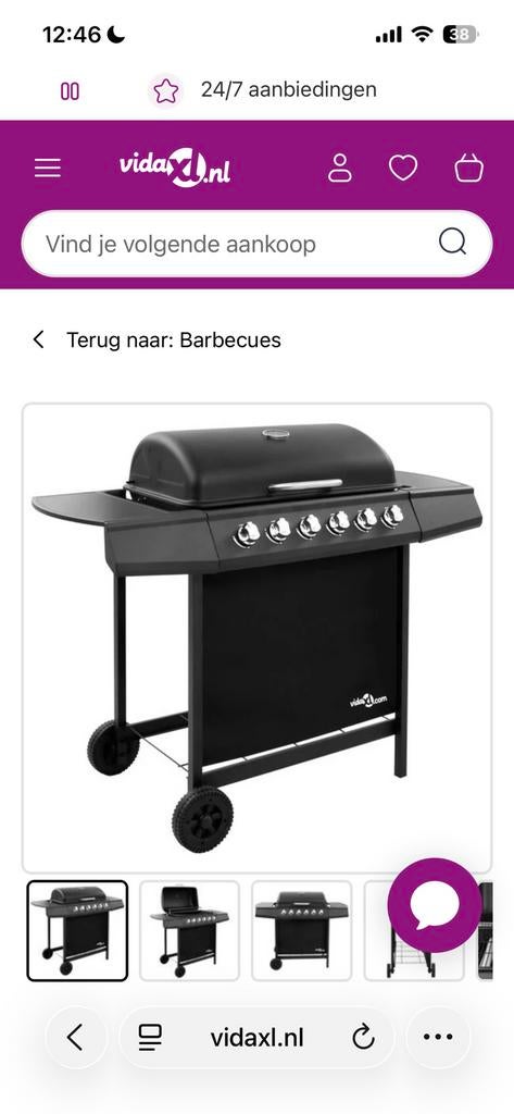 Gloednieuwe Vida XL, bbq, 6 gasbranders, Zwart., Ophalen of Verzenden, Nieuw