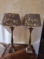 Set van 2 klassieke tafellampen met gouden bladeren, 50 tot 75 cm, Ophalen of Verzenden, Zo goed als nieuw, Stof