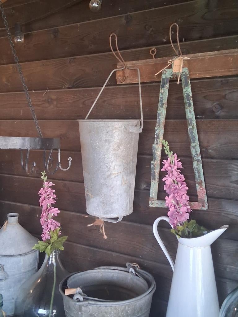 Oude zinken blusemmer / emmer, brocante Debrocantekip, Ophalen of Verzenden