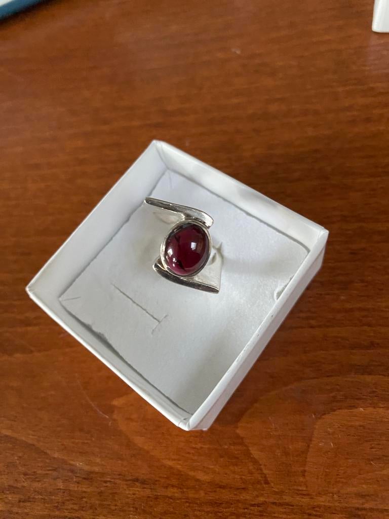 Ring zilver met chalcedoon maat 18, Ophalen of Verzenden, 17 tot 18, Zilver, Dame
