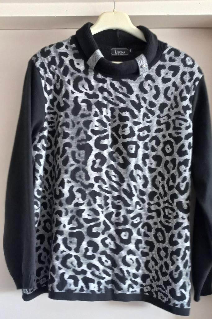 Leona Per Donna trui met dierenprint maat XL, Ophalen of Verzenden, Zo goed als nieuw, Maat 46/48 (XL) of groter, Zwart
