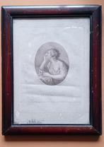 Antieke Gravure 'Contemplation' in Houten Lijst, Ophalen of Verzenden