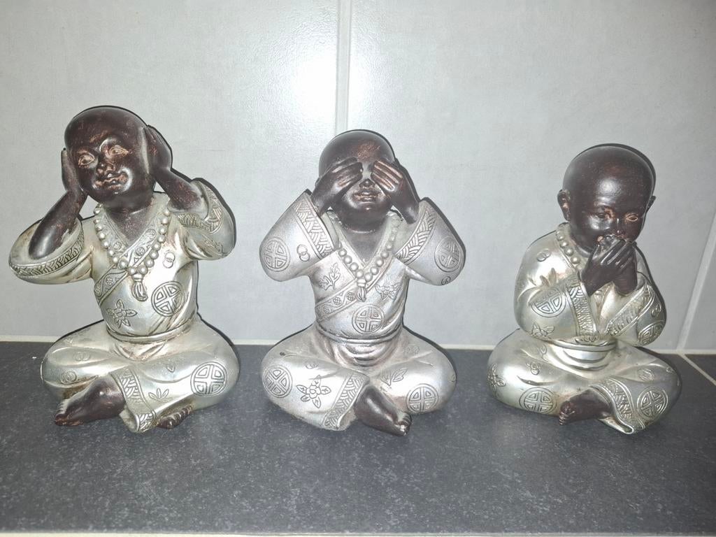 3 boeddhabeeldjes horen zien zwijgen, Ophalen of Verzenden, Zo goed als nieuw