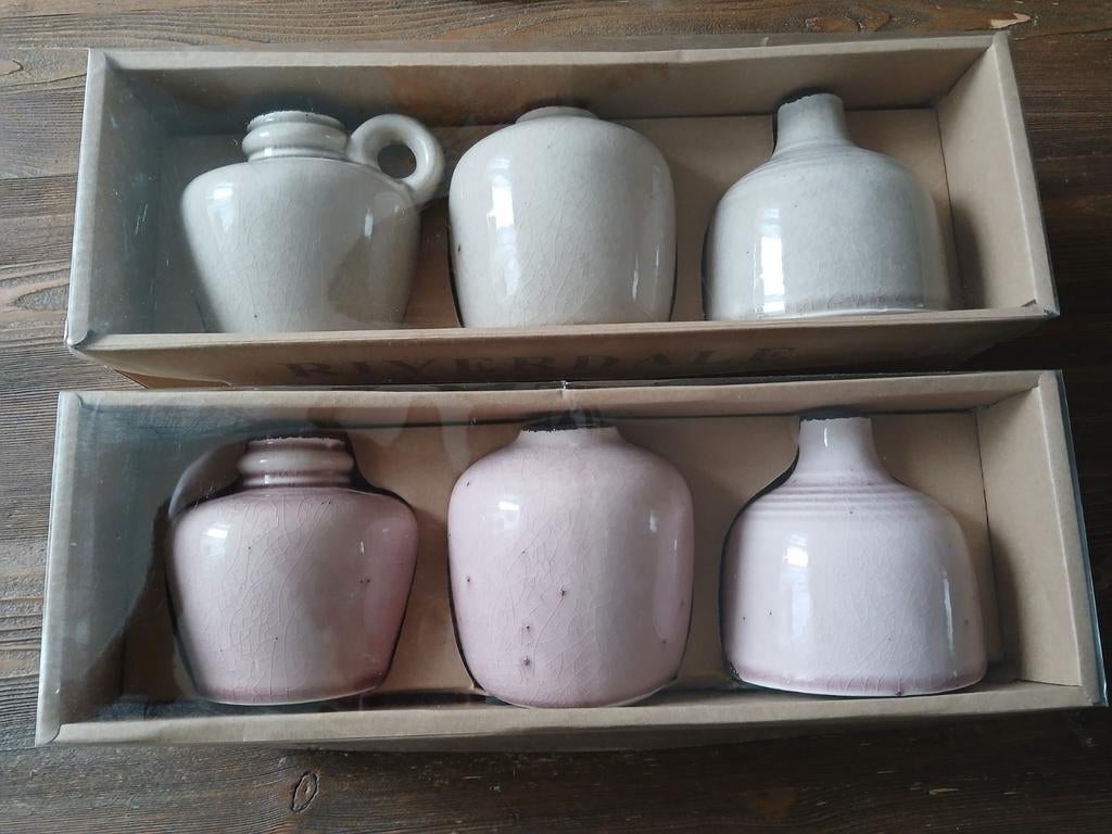 6 Leuke Riverdale vaasjes nog nieuw in verpakking 🌸, Overige kleuren, Nieuw, Ophalen of Verzenden, Glas