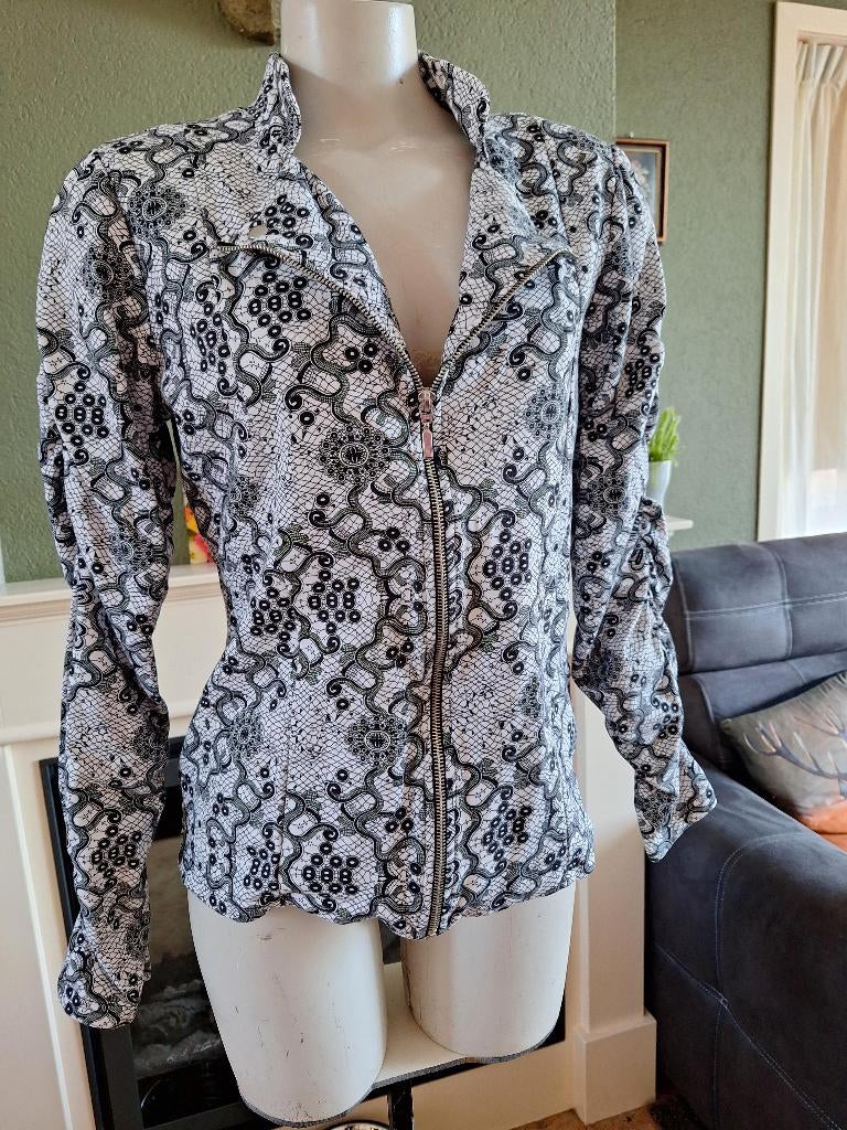 Amy Vermont L 42 44 zwart wit vest jasje, Kleding | Dames, Verzenden, Wit, Maat 42/44 (L), Zo goed als nieuw