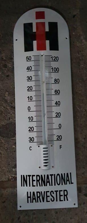 Grote emaillen IH tractor thermometer reclame International, Verzamelen, Ophalen of Verzenden, Zo goed als nieuw, Info@americansaleshop.nl