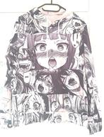 Manga Hoodie - Zwart/Wit Manga Print mt L, Maat 38/40 (M), Zwart, Ophalen of Verzenden, Onbekend