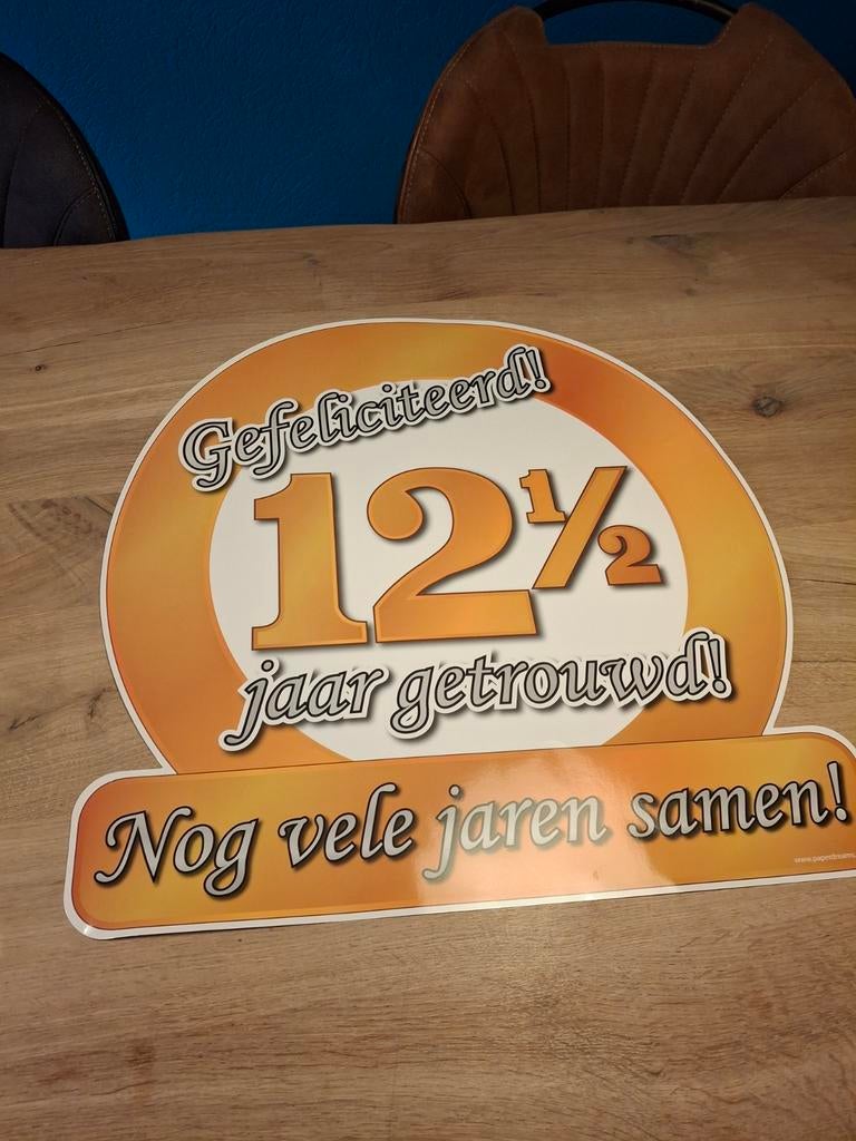 Deurbord versiering 12,5 jaar getrouwd, Ophalen, Zo goed als nieuw, Versiering, Geboorte of Huwelijk