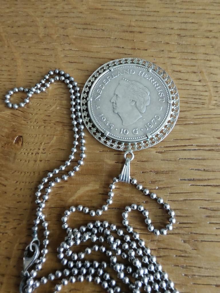 Zilveren munt met hanger, Ophalen, Zo goed als nieuw, Zilver, Zilver