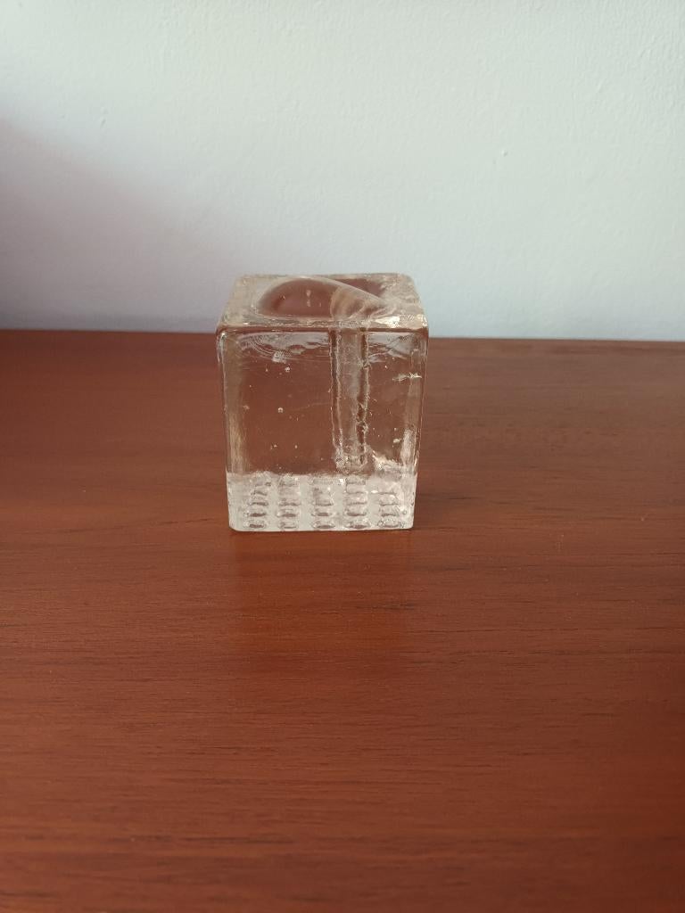 Sofifleur vaasje/ KUBUS/ licht roze glas, Ophalen of Verzenden