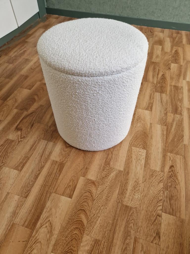 Witte Teddy poef, Ophalen, Minder dan 50 cm, Rond, Minder dan 50 cm