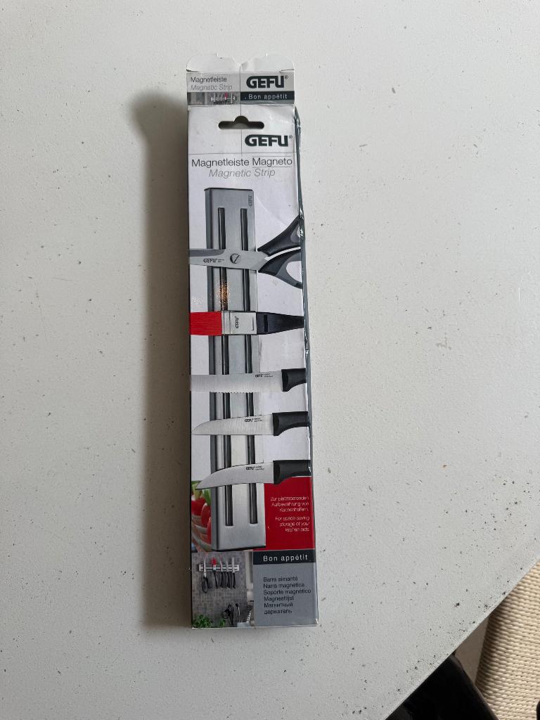 GEFU MAGNETO Keukenmessen Magneetlijst - RVS - 34 cm, Overige typen, Ophalen of Verzenden, Nieuw, Zilver