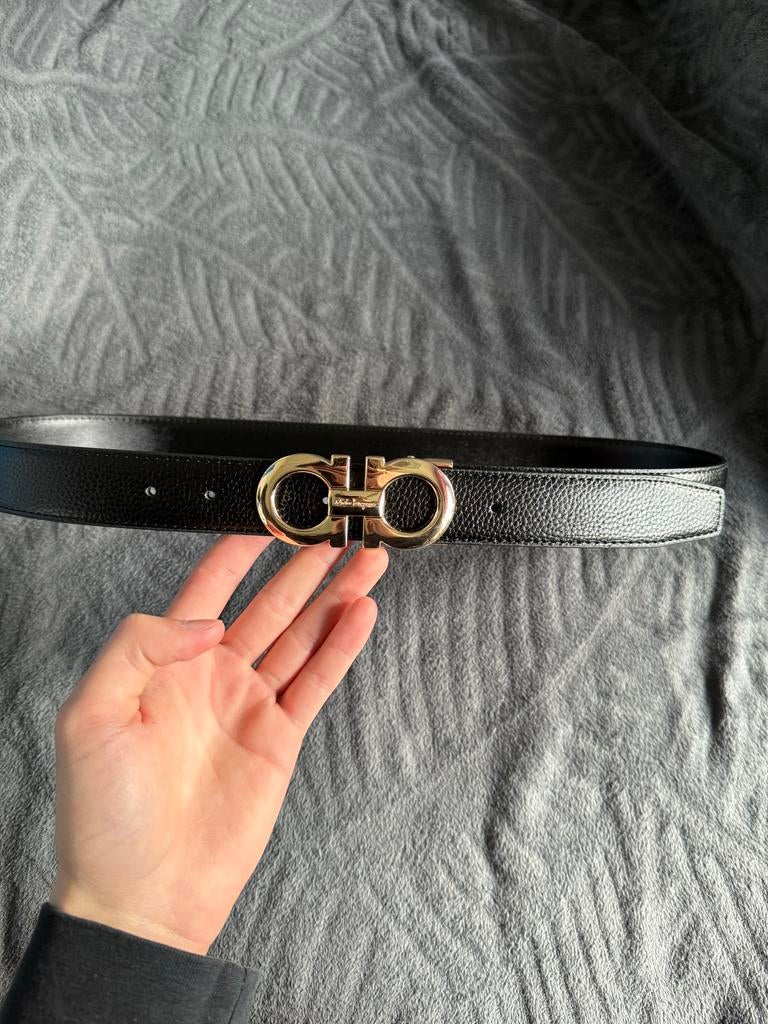 Ferragamo riem, Zo goed als nieuw, Riem of Ceintuur, Echt leder, Zwart