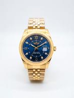 Gouden DEDIMA herenhorloge met blauwe wijzerplaat, Overige merken, Staal, Staal, Polshorloge