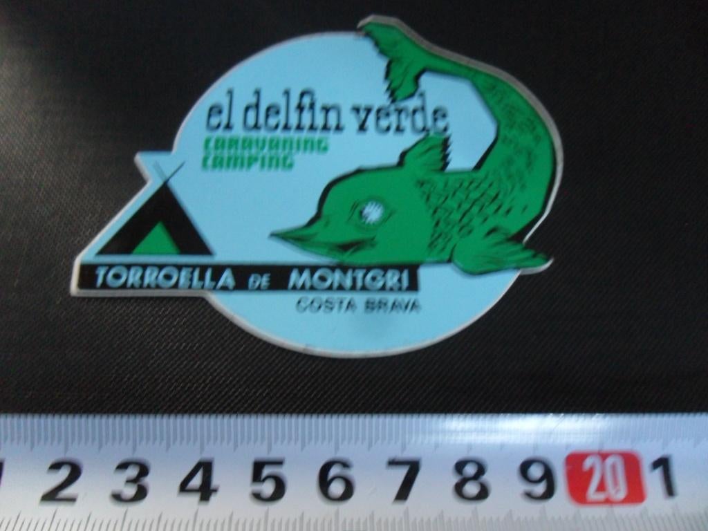 sticker Spanje el delfin verde caravaning camping Torroella, Ophalen, Zo goed als nieuw