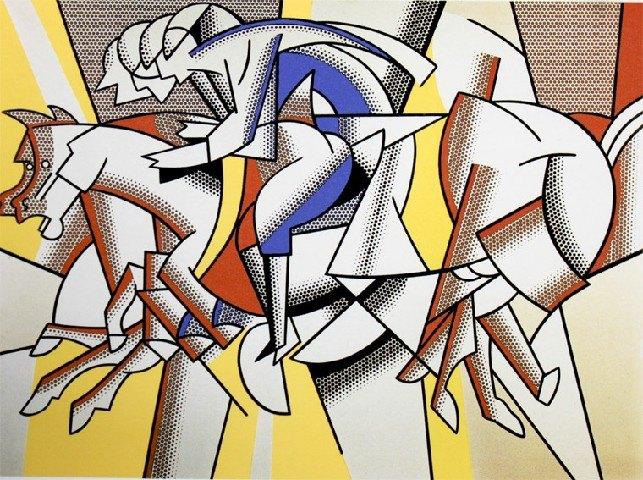 Roy Lichtenstein(1923) Kl Lithografie "Horseman" Paspart Ges, Ophalen of Verzenden