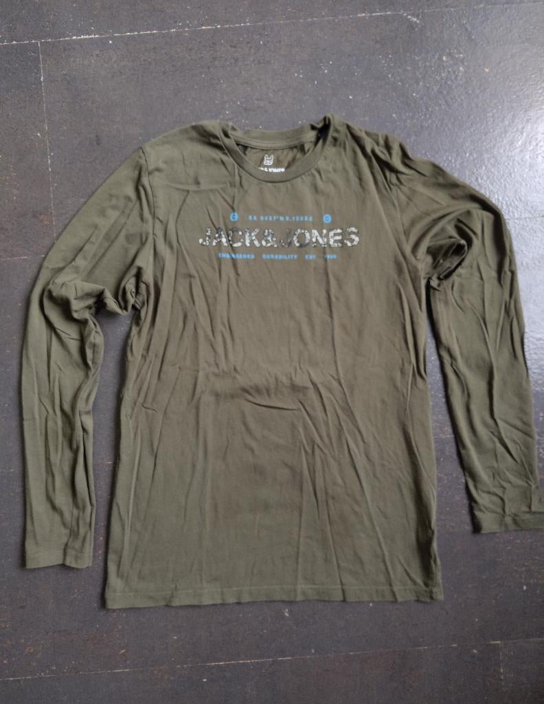 Jack & jones legergroen T-shirts lange mouw maat 176, Kinderen en Baby's, Kinderkleding | Maat 176, Ophalen of Verzenden, Zo goed als nieuw