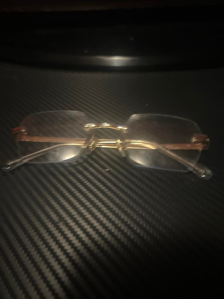 Goudkleurige bril zonder montuur, Overige merken, Gebruikt, Overige kleuren, Ophalen of Verzenden