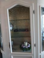 Elegante Vitrinekast - Crème Wit met Glazen Deuren, Ophalen, Glas, Klassiek, 50 tot 100 cm