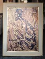 Groot olieverf schilderij Rodulf Tur - Expressief figuur, Ophalen