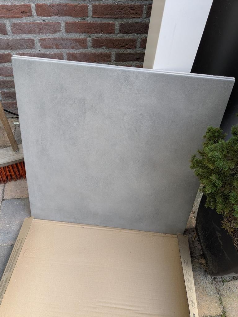 2x Grijze keramische tegels 60x60 cm, Fine Style Porcelain, Doe-het-zelf en Verbouw, Tegels, 60 cm of meer, Nieuw, Ophalen of Verzenden