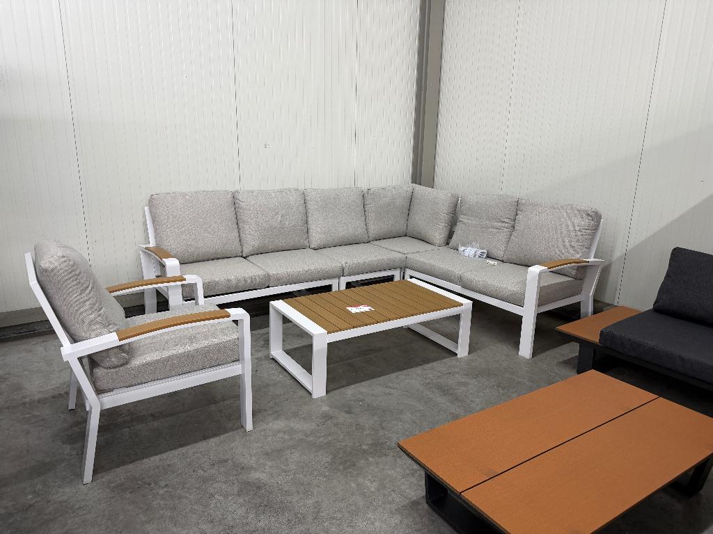 Seattle hoek loungeset wit met stoel | aluminium | 270x210cm, Ophalen, 6 zitplaatsen, Aluminium, Loungeset