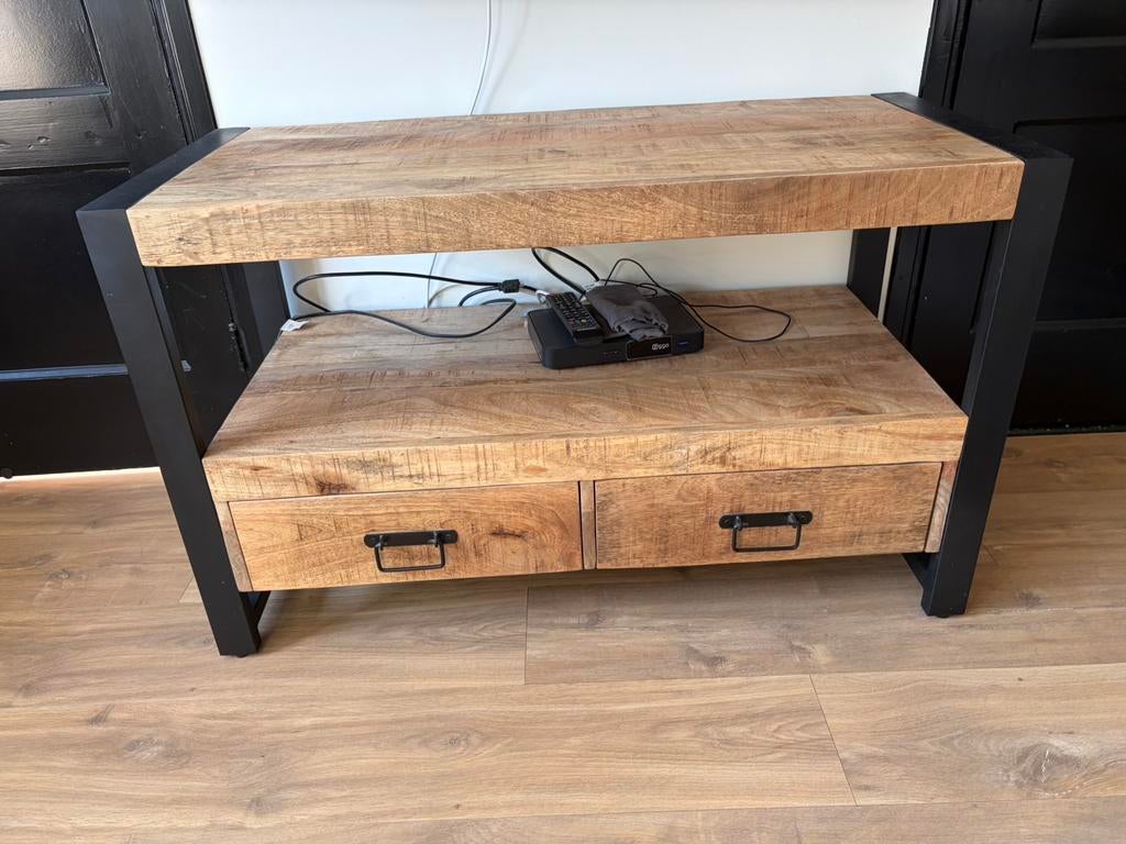 Tv meubel mangohout, Huis en Inrichting, Kasten | Televisiemeubels, Ophalen, Zo goed als nieuw, 25 tot 50 cm, Minder dan 100 cm