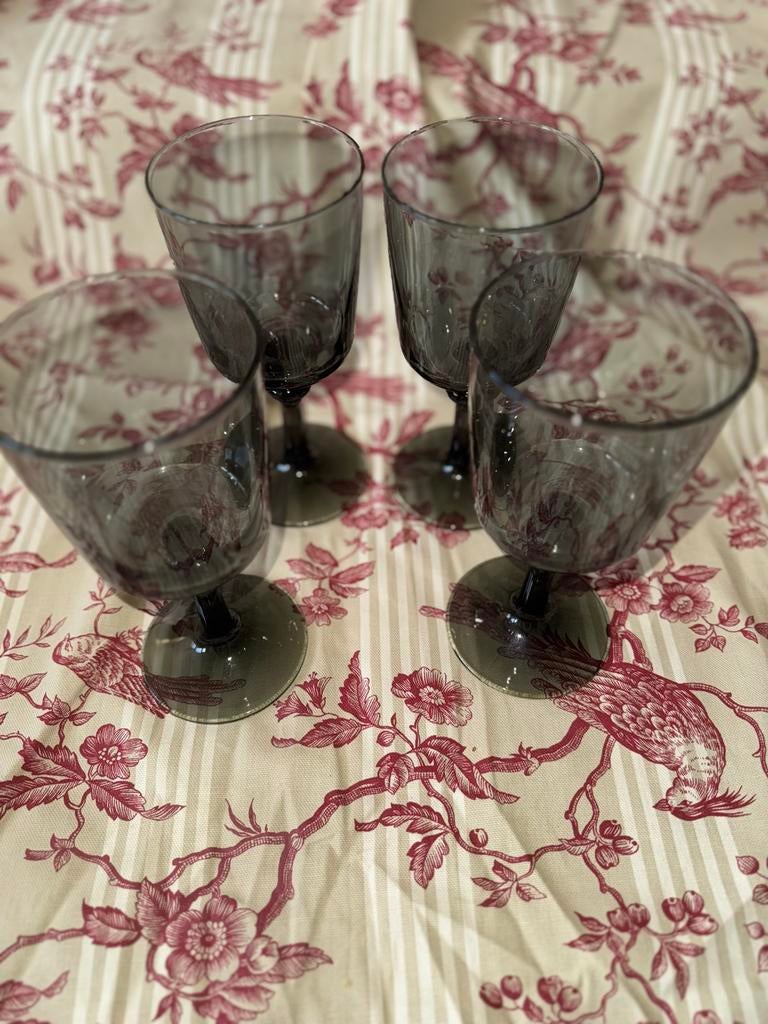 Set van 4 vintage rookglazen wijnglazen, Ophalen of Verzenden