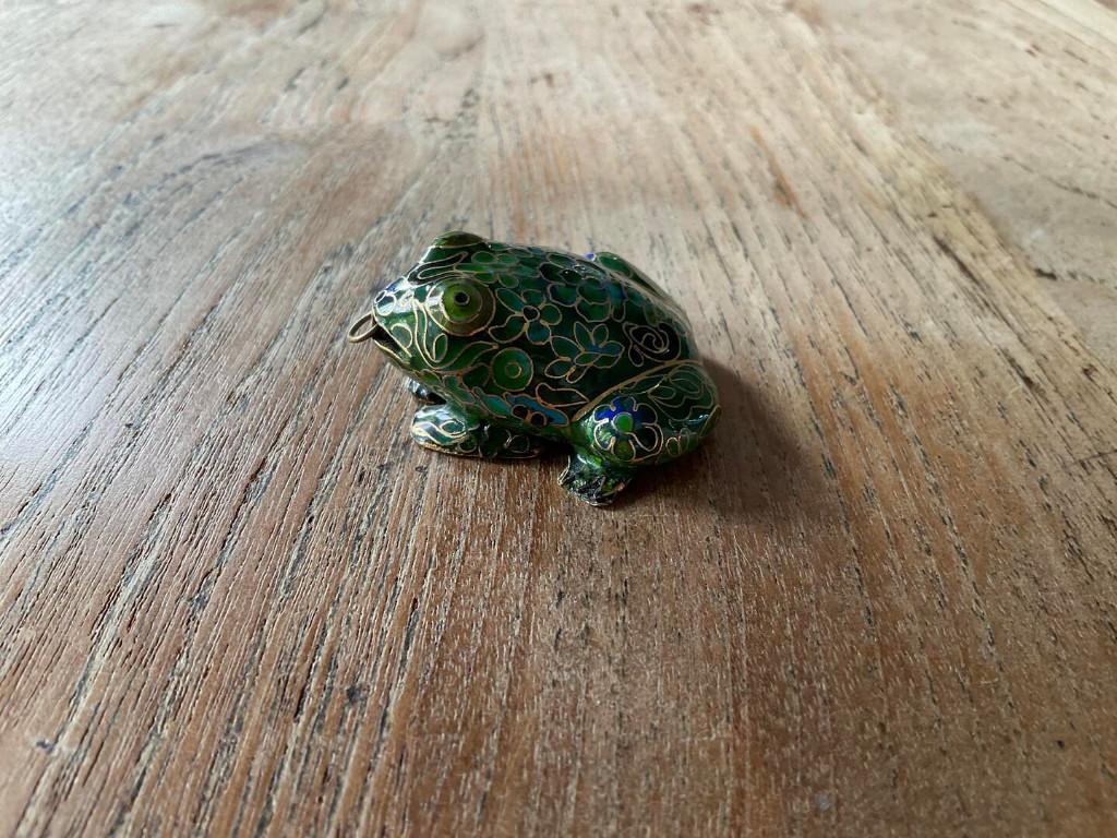 emaille sierraad kikker cloisonne vintage kettinghanger, Overige materialen, Ophalen of Verzenden, Zo goed als nieuw, Groen