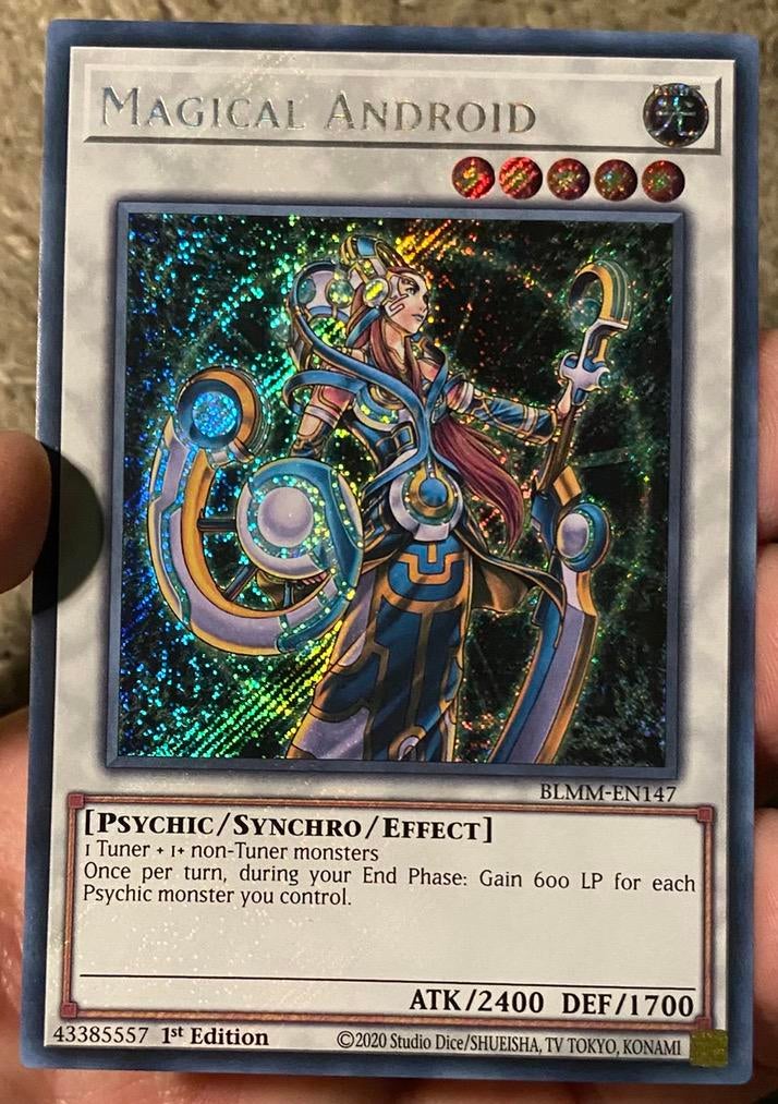 Yu-Gi-Oh! Magical Android BLMM 1st Edition !, Ophalen of Verzenden, Zo goed als nieuw, Losse kaart, Foil