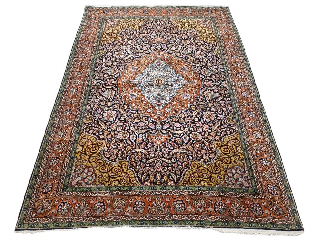 Handgeknoopt oosters Kashmir tapijt medallion silk 155x220cm, Hype pop up, Gebruikt, Persian, Perzisch, vintage, oosters, hype