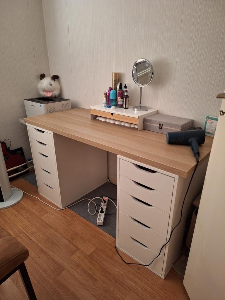 IKEA Alex Ladekasten met Tafelblad - Make-up/Bureau, Ophalen, Gebruikt, 100 tot 150 cm, 5 laden of meer