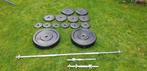 Halterstangen en haltergewichten, Sport en Fitness, Fitnessmaterialen, Ophalen, Gebruikt, Borst, Halterset