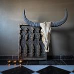 Grote houten buffelkop buffel schedel gewei op standaard, Huis en Inrichting, Ophalen, Nieuw