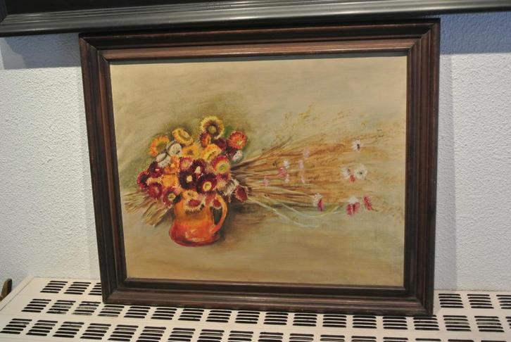 Kleurrijk Bloemstill.Gesign.Herfstkleuren, Antiek en Kunst, Kunst | Schilderijen | Klassiek, Ophalen of Verzenden