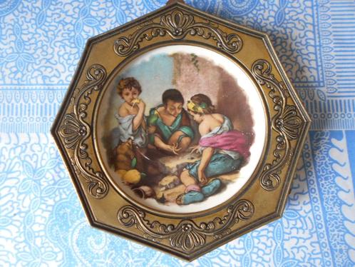 Oval barokstijel  Murillo op porselein in sierlijke bronzen, Antiek en Kunst, Antiek | Wandborden en Tegels, Ophalen of Verzenden