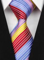 Stropdas 100% zijde handgeweven Rood Geel Blauw -NIEUW-, Kleding | Heren, Stropdassen, Nieuw, Met patroon, Blauw, Ophalen of Verzenden