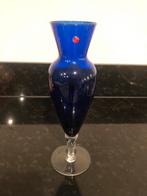 Vitage Empori Blauwe Vaas met Glazen Voet, Antiek en Kunst, Ophalen of Verzenden