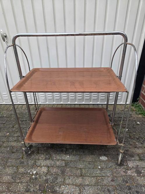 A5 vintage Gerlinol serveerwagen trolley theewagen inklapbaa, Verzamelen, Retro, Huis en Inrichting, Ophalen