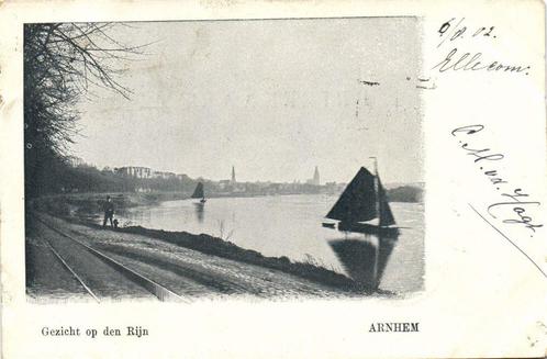 Gezicht op den Rijn - Arnhem - zeilboot - 1902 gelopen, Verzamelen, Ansichtkaarten | Nederland, Gelopen, Gelderland, Voor 1920