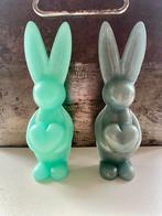 2 Handgemaakte Epoxy Konijnen - Turquoise en Blauw/Grijs, Ophalen of Verzenden, Nieuw, Dier