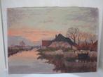 Oud olieverf schilderij Dirk Harting? zonsondergang, Ophalen